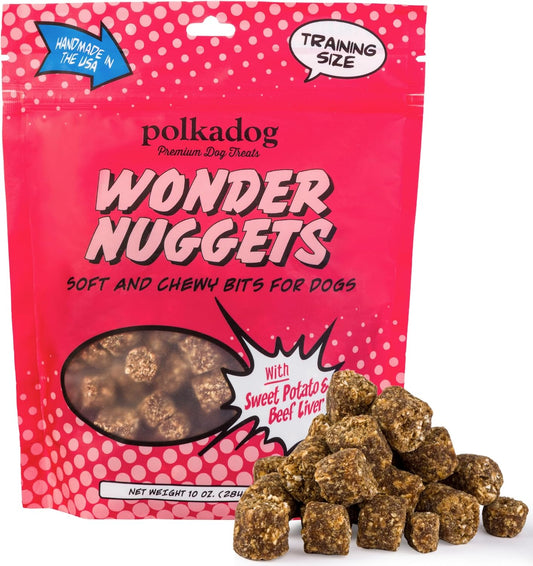 Polkadog Wonder Nuggets – Soft & Chewy Dog Treats with Sweet Potato & Beef – Healthy, Limited Ingredient Training Treats for All Dog Breeds and Ages – Natural, Made in USA – 10 oz