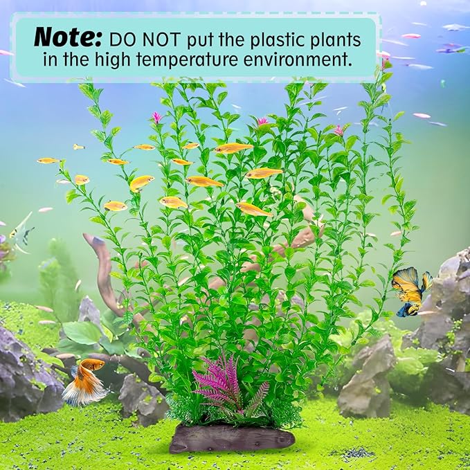 Hamiledyi Aquarium Plastic Plants Aquarium Decor Artificial Fish Tank Plants,Tall Fish Tank Decorations, Extra Large Aquarium Plant 20.4-inch Tall,1PCS