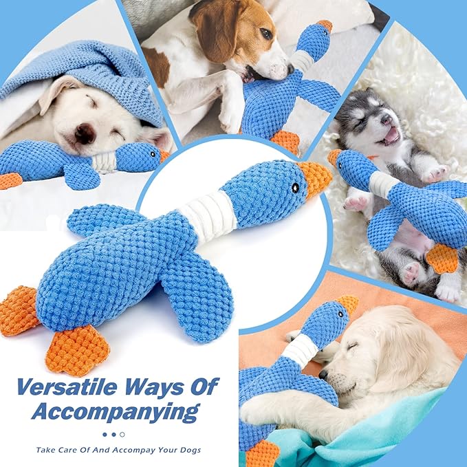 Vitscan 2 Pack Goose Tough Dog Toys for Aggressive Chewers, Durable Squeaky Dog Chew Toys for Small Medium Large Dogs, Plush Interactive Indestructible Dog Toys to Keep Them Busy, Duck Puppy Pet Toy