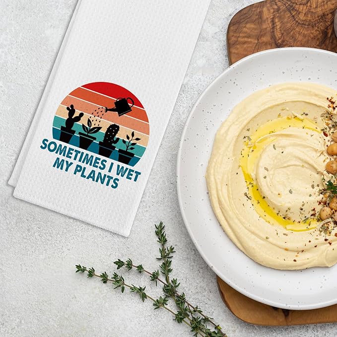 Funny Cactus Kitchen Towels for Women, Sometimes I Wet My Plants Dishcloths, Plant Lovers Gifts for Gardeners, Kitchen Decorative Tea Towels, Sweet Housewarming Gifts for Mom Dad Nana Friend