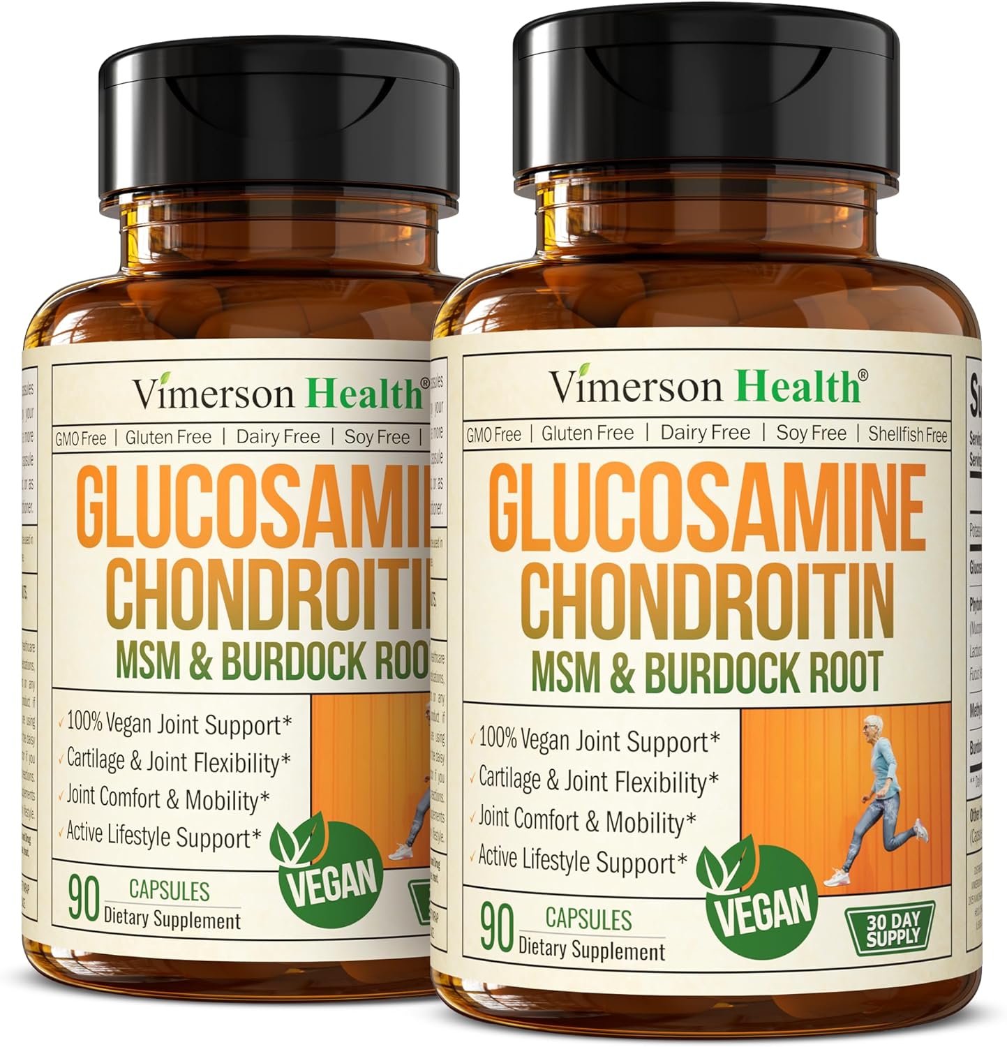 Glucosamine Chondroitin MSM – Joint Support Supplement for Women and Men with Glucosamine Sulfate 1500 mg, Chondroitin and MSM – for Cartilage, Joint Health and Flexibility – 2 Pack, Vegan