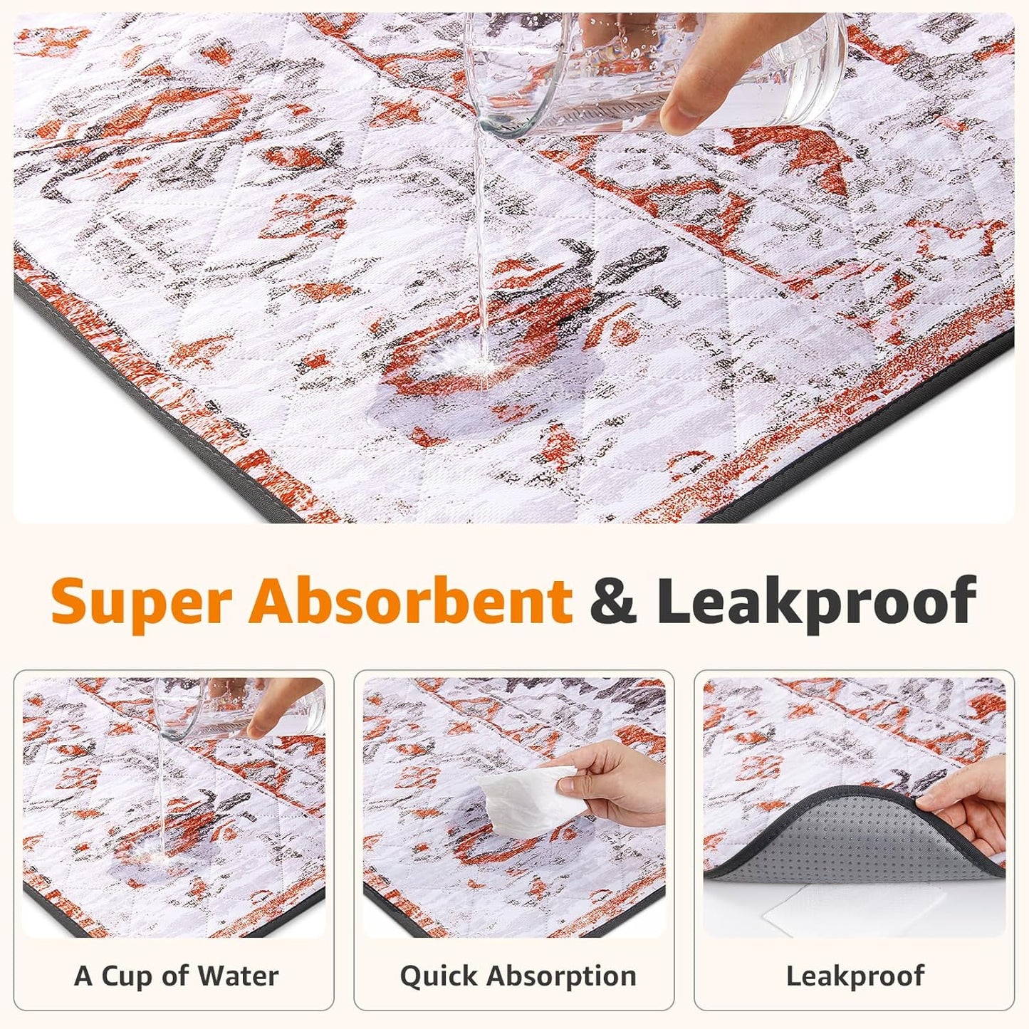 LOOBANI Reusable Pee Pads for Dogs, 2 Pack Super Absorbent Washable Puppy Pee Pads, Waterproof Non-Slip Whelping Pad for Floor Playpen Crate Couch-31 x36 (Red-Orange)