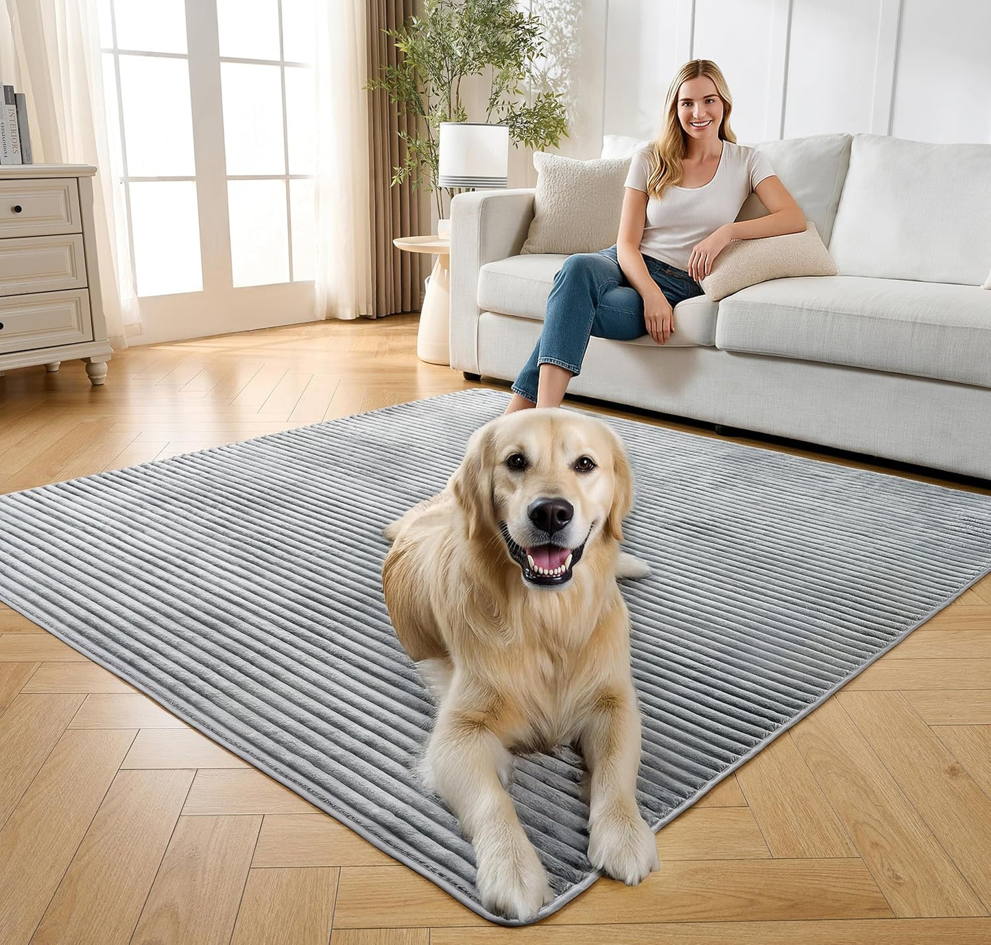 Flannel Washable Pee Pad for Dogs - 2 Pack Reusable Dog Pee Pads,Puppy Pads, Fast Absorb Pet Playpen Mat with Non-Slip Back, Waterproof Puppy Training Pad. (Light Grey, 24" X 36")