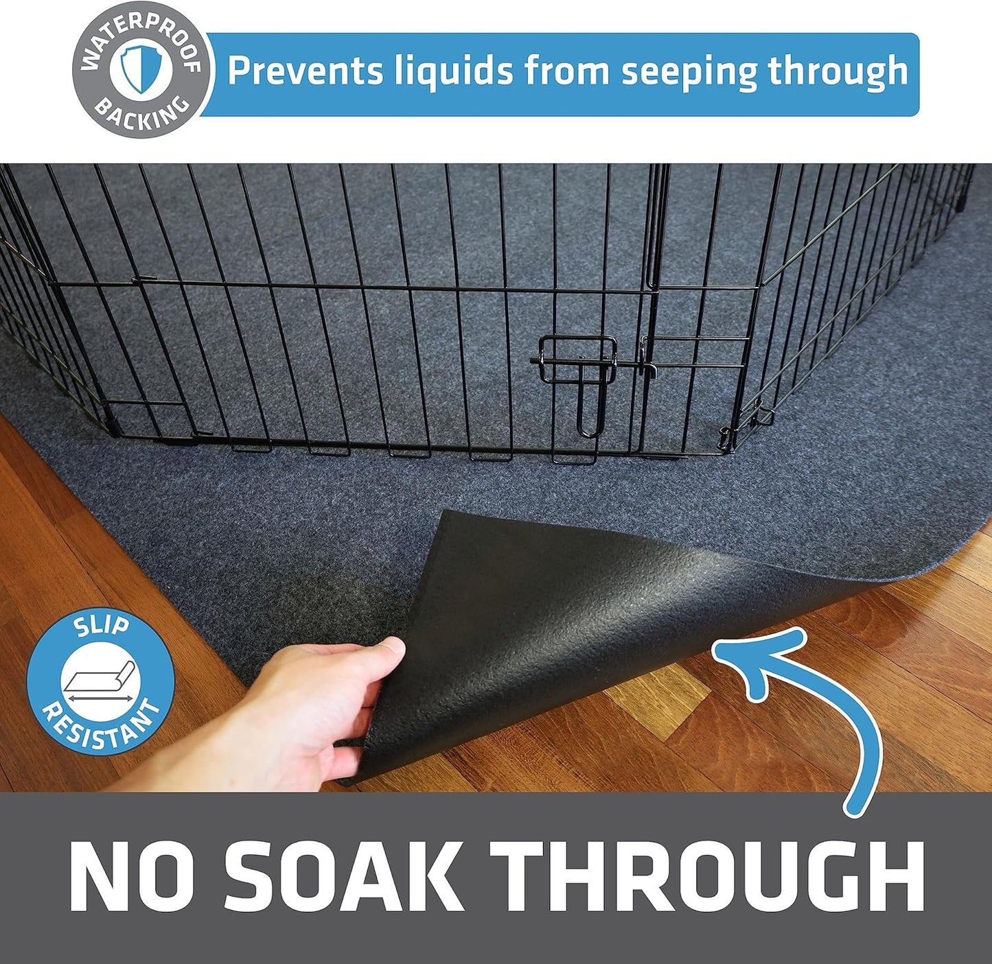 Drymate 2-Pack Jumbo Dog Playpen Mat (60x74), Absorbent, Waterproof, Slip-Resistant, Machine Washable, Reusable Puppy Pad for Training, Whelping, Housebreaking, Incontinence, Crate, Kennel (USA Made)