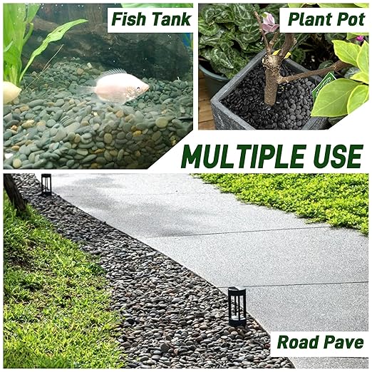 45 LB Natural River Rocks Mexican Beach Pebbles, 0.3-0.6 Inch Natural Unpolished Bulk Rocks, Pebbles for Landscaping Garden Paving Plant, Rocks for Walkways Outdoor Decorative Stone, Grey