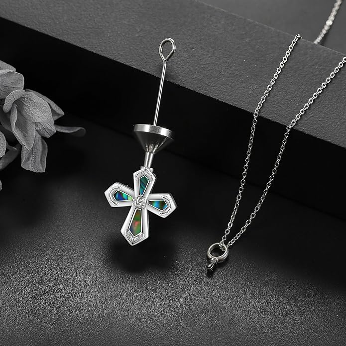 URONE Urn Necklaces for Ashes 925 Sterling Silver Abalone Shell Tree of Life Cremation Jewelry for Ashes Memory Jewelry for Women Men