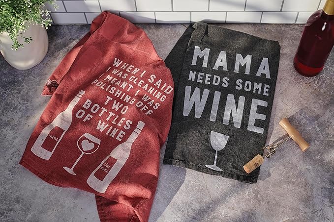 Primitives by Kathy Kitchen Towel - Polishing Off Two Bottles Of Wine