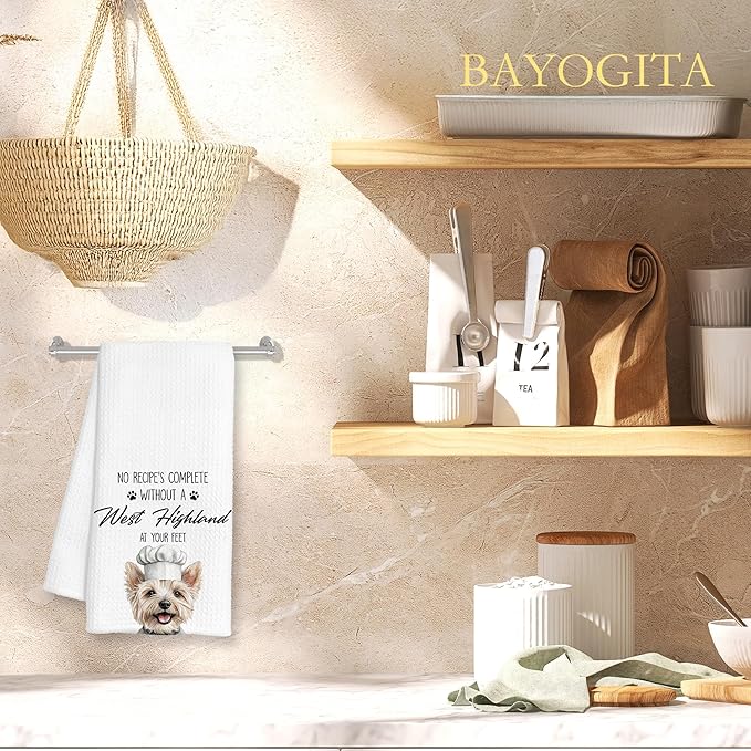West Highland Terrier Gifts Kitchen Towels Decorative, Dog Mom Lovers Gifts Dish Tea Towels for Kitchen Drying, West Highland Terrier Dog Hand Towels, 16x24 Inch
