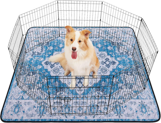 LOOBANI Washable Pee Pads for Dogs, 2 Pack Super Absorbent Reusable Puppy Pads Leakproof Dog Traning Pads, Waterproof Non-Slip Whelping Pad for Floor, Playpen, Crate, Couch-72 x72 (Blue)