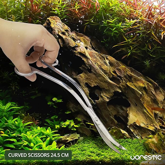 Long Aquarium Scissors for Plants 9.8 inches, Aquascaping Scissors, Aquarium Plant Trimmer, Aquascape Tools, Terrarium Tools for Plants (1 Pc Wave)