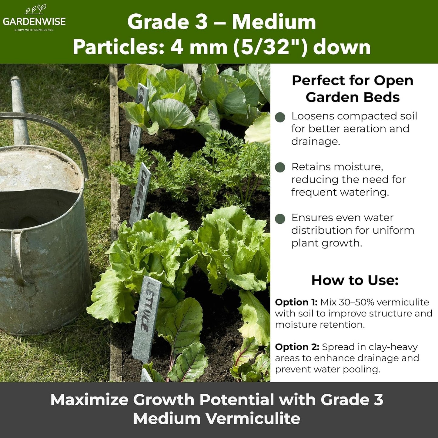 Organic Coarse Vermiculite for Indoor Gardening Plants and Mushrooms – Enhances Soil Aeration, Seed Germination, Rooting Cuttings – Small Packages and Bulk (Vermiculite Grade 3 – Medium, 3 qt)