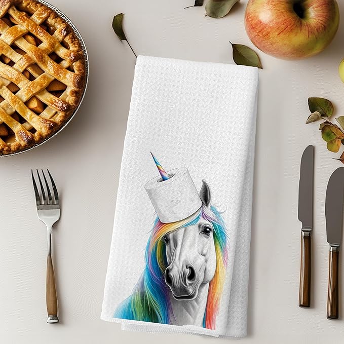 Funny Colorful Enchanted Horse Hand Towels for Bathroom, Kids Bathroom Hand Towels, Animal Lover Gifts for Women Girls, 16x24 Inches