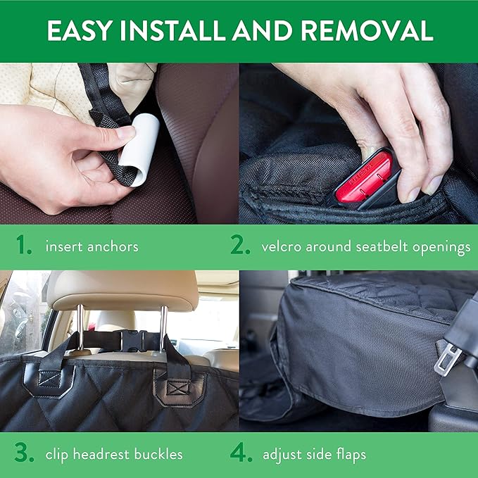 Plush Paws Products Velvet Rear Car Seat Protector w/o Hammock | Washable & Waterproof Back Seat Dog Cover for Car, Truck, & SUV | Nonslip, Tear Resistant Pet Seat Cover | Regular Charcoal