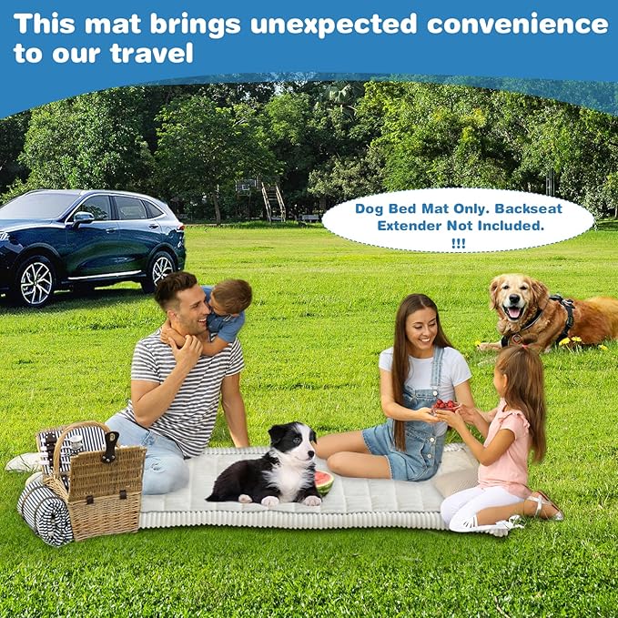 VClife Dog Bed Mat for Car, Anti Slip Pet Bed Travel Pad Comfortable Furry Dog Car Seat Cover for Backseat Extender, Washable Pet Cushion Bed Mat for Indoors & Outdoors (Beige, 51"×23.6")